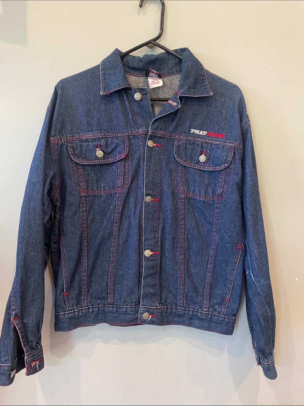 Phat Farm Dark Blue Denim Jacket with Red Stitching extra large fit